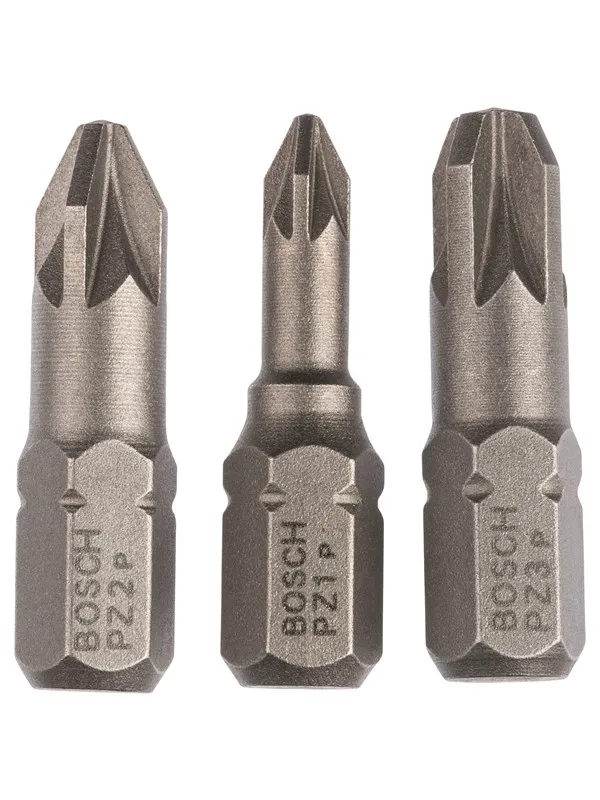 Bosch 3-delers skrutrekkerbits-sett, ekstra hard (PZ) PZ1; PZ2; PZ3; 25 mm