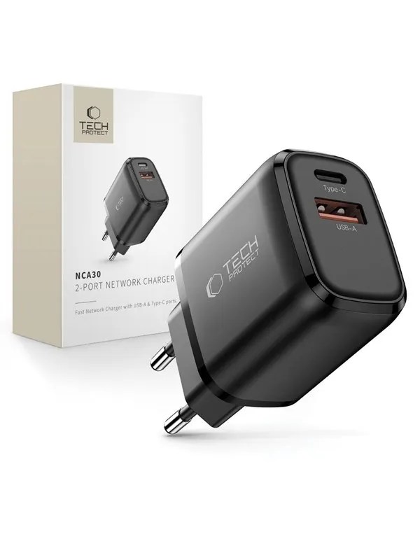 Tech-Protect NCA30 PD 30W / QC3.0 USB-A / USB-C- wall charger black