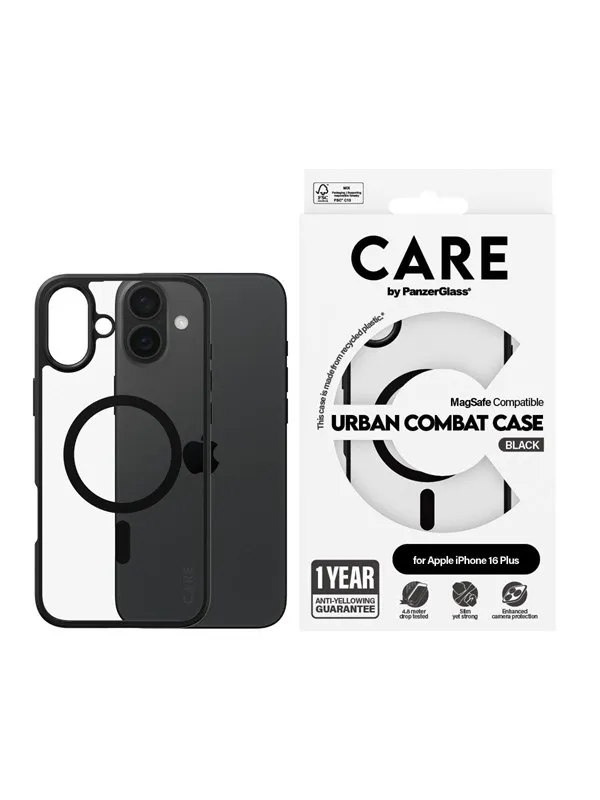 CARE by PanzerGlass Case Flagship Urban Combat Black MagSafe iPhone 16 Plus