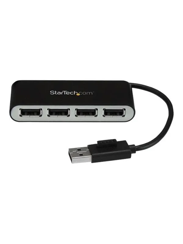 StarTech.com 4-Port Portable USB 2.0 Hub with Built-in Cable - hub - 4 ports USB-hub - 4 porter - Sølv