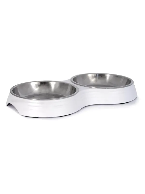 Dogman Dobbelt matskål Amy Hvit 2x200ml