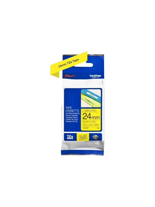 Brother TZE651 / TZe-651 Black on Yellow Ribbon (24mm x 8m)