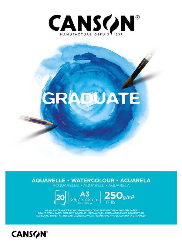 Canson Graduate Watercolour Pad A3 250G 20 SH