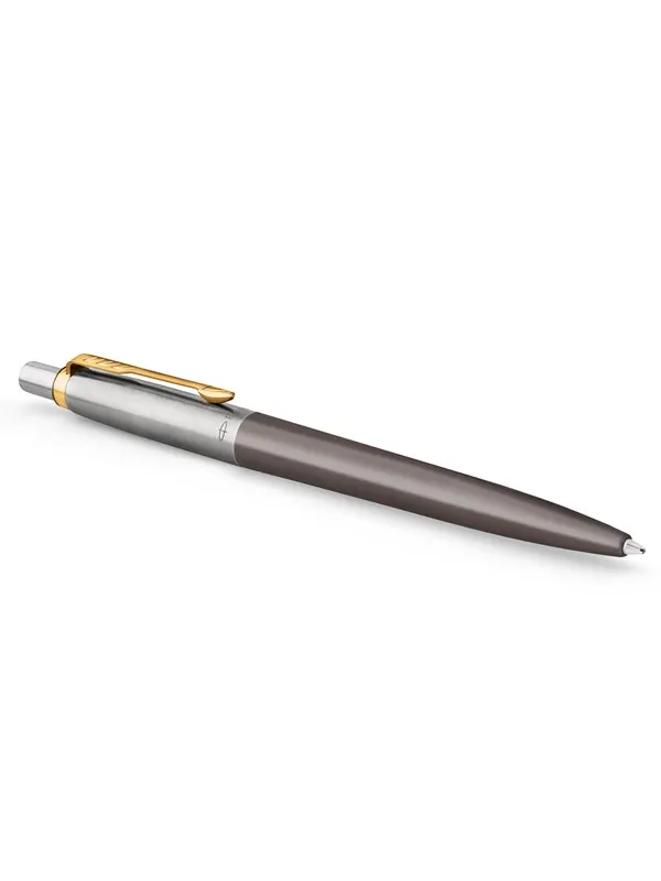 Parker Jotter Ballpoint Pen | Grey Lacquer with Gold Trims | Medium Point | Blue Ink Refill | Gift Box