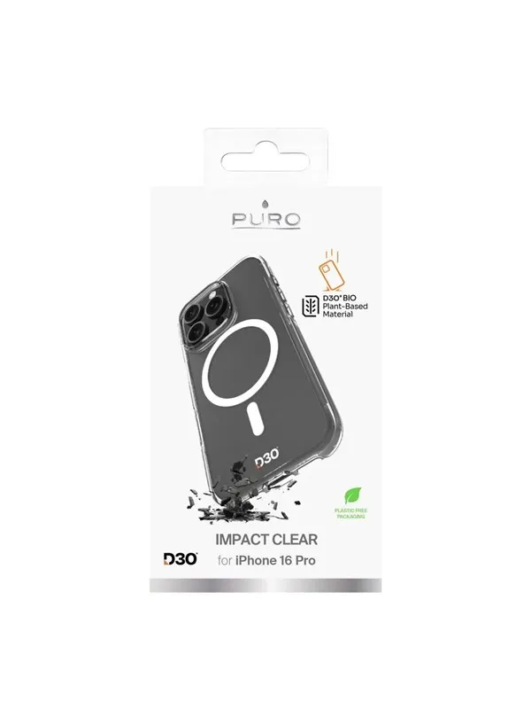 Puro Impact Clear D3O MagSafe Silicone Case for iPhone 16 Pro - Transparent