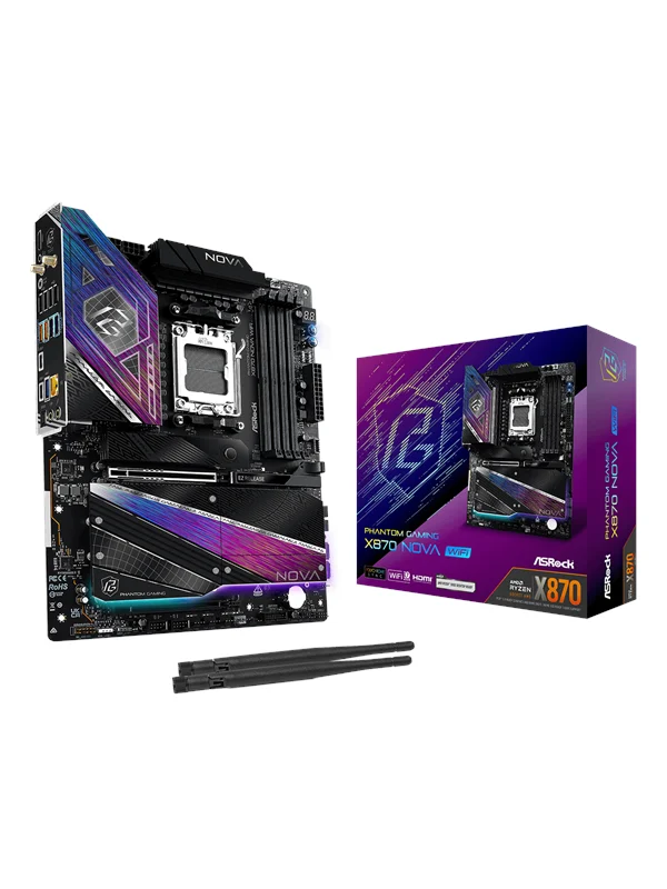 ASRock X870 NOVA WiFi Hovedkort - AMD X870 - AMD AM5 socket - DDR5 RAM - ATX