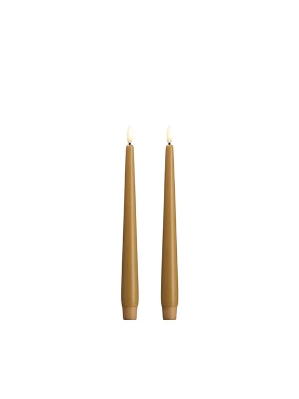 Moods & More LED taper candle - Slim - Honey mustard - 23x250 mm - 2 pcs