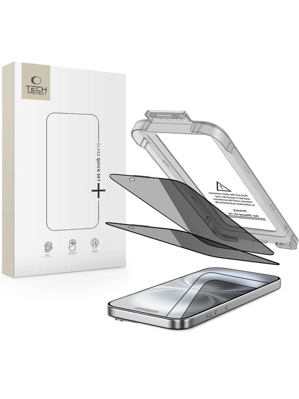 Tech-Protect Quick Set Spy+ 2-pack Privacy Glass for iPhone 15/16