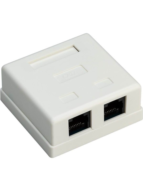Pro 2-port RJ45 surface mount installation box CAT 6 UTP white - Hvit - 0cm