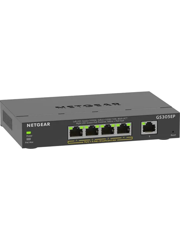 Netgear GS305EP 5-Port Gigabit Ethernet Plus PoE Switch (63W)