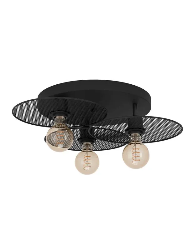 EGLO IKESTON TAKLAMPE 3L E27 SVART/GRILL