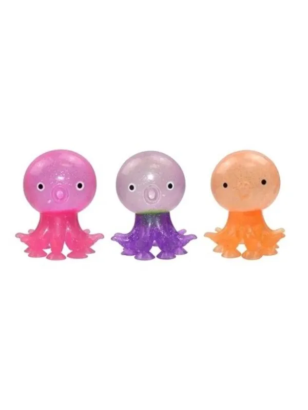 Pocket Money Octopus Glitter Squeeze Ball With Suc - assorted