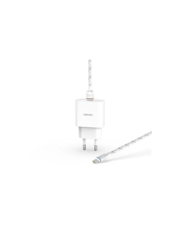 Unisynk Lightning Charger Kit EU PD 20W 2m - White