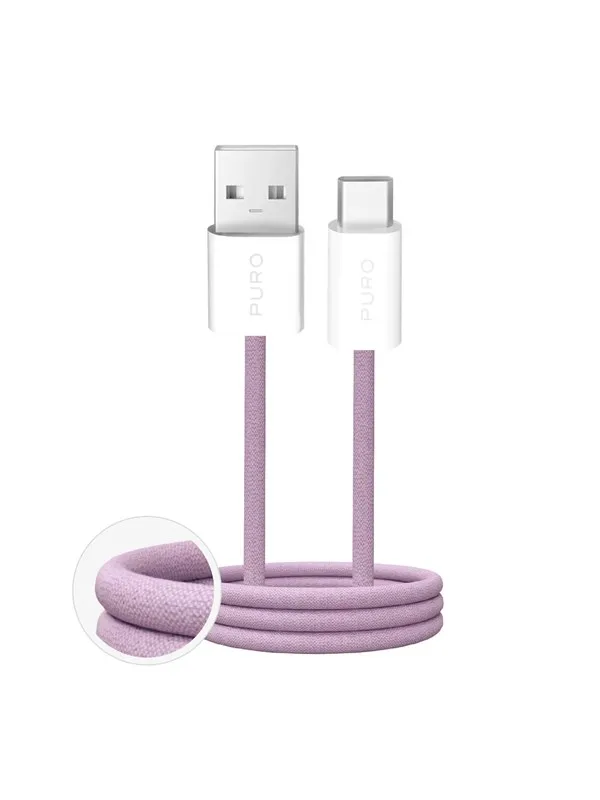 Puro Fabrik 2.0 10W USB-A - USB-C Braided Cable 1.5 m - Pink