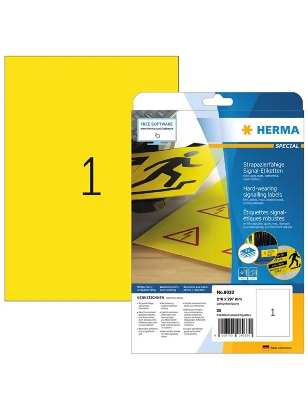 HERMA Special - Yellow - A4 (210 x 297 mm) 25 pcs. film labels