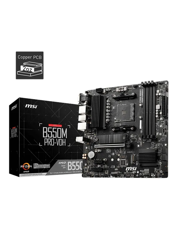 MSI B550M PRO-VDH Hovedkort - AMD B550 - AMD AM4 socket - DDR4 RAM - Micro-ATX