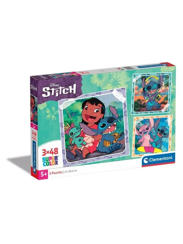 Clementoni Jigsaw Puzzle Super Color Square Disney Stitch 3x48pcs. Gulv