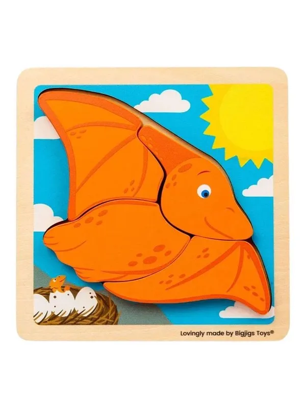 Bigjigs Wooden Shape Puzzle Pterodactyl - 4 pcs.