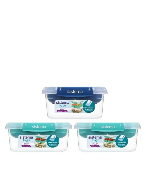 Sistema 3 Pack Stax To Go 3 x 1L Rectangles