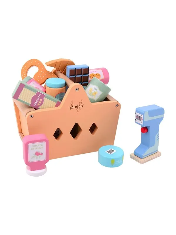 Joueco Filled Wooden Shopping Basket