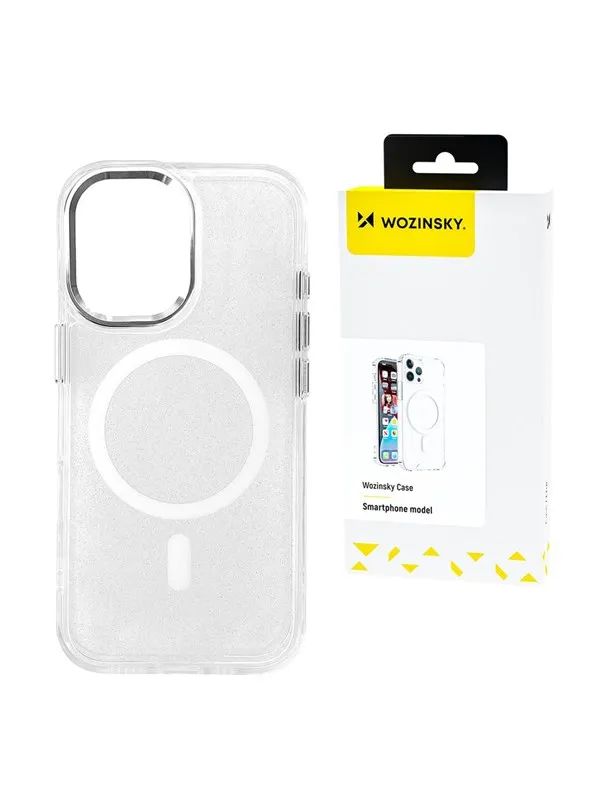 Wozinsky Glitter Case with Mag Safe for Samsung Galaxy S25 - Transparent with Glitter
