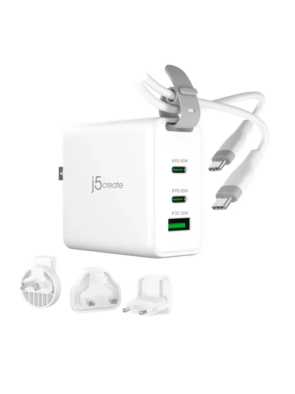 j5create 65W GaN USB-C 3-Port Traveler Charger
