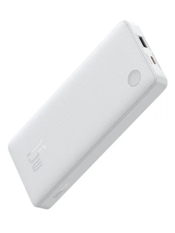 Baseus Airpow Lite 10000mAh 15W Power Bank with Simple USB-A - USB-C 30cm Cable - White Nødlader - 10000 mAh