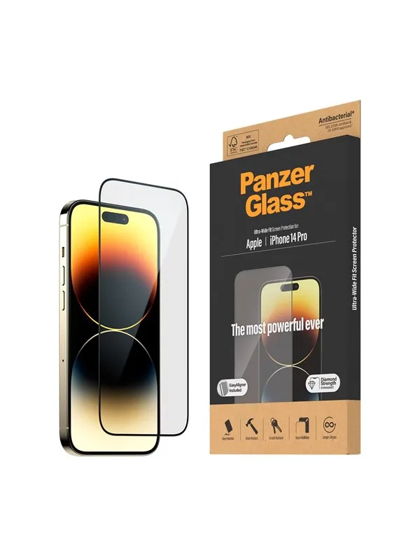 PanzerGlass Screen Protector Apple iPhone 14 Pro | Ultra-Wide Fit w. EasyAligner