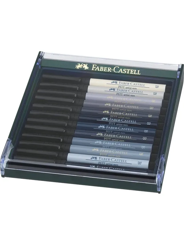 Faber-Castell India ink Pitt Artist Pen B 12x grey