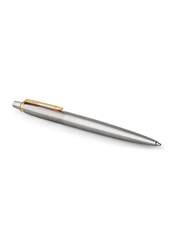 Parker Jotter Gel Pen | Stainless Steel with Gold Trim | Medium Point Black Ink (0.7 mm)