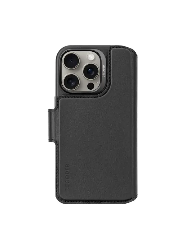 Decoded Leather Detachable Wallet for iPhone 16 Pro Black
