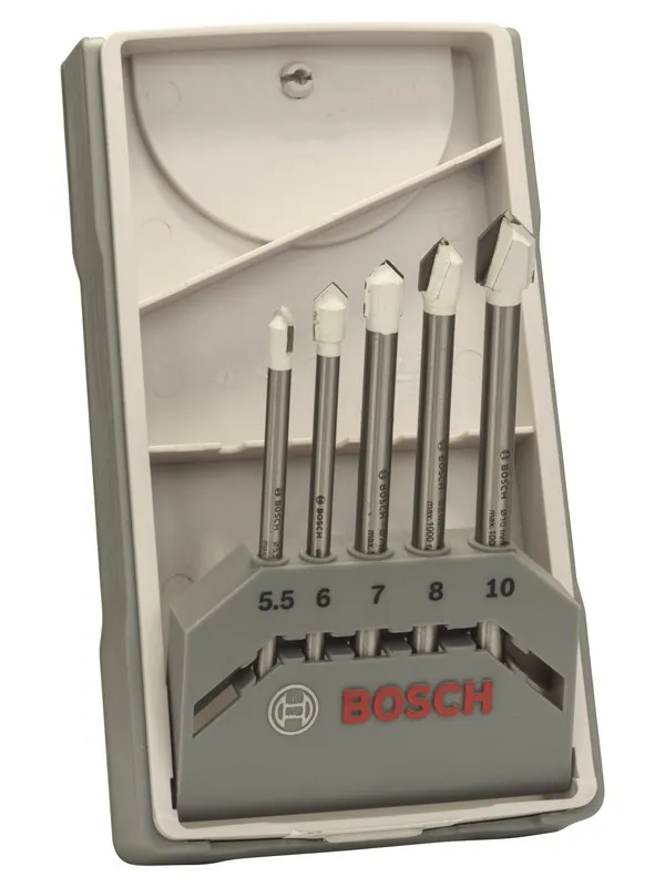 Bosch 5-delers flisebor-sett CYL-9 Ceramic 5,5; 6,0; 7,0; 8,0; 10,0 mm