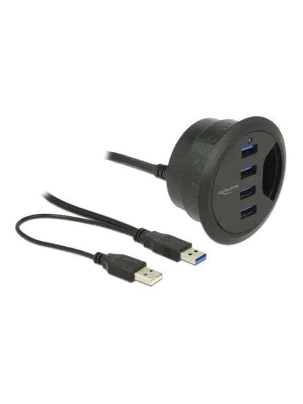 DeLOCK In-Desk Hub USB-hub - 4 porter - Svart