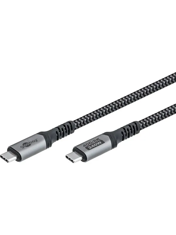 Pro USB-C <-> USB-C - 0.5m - 240 Watt Power Delivery - USB 4.0 / Thunderbolt 4 - Svart