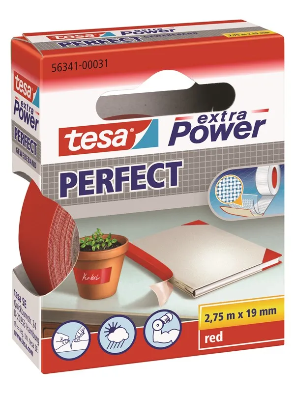 tesa Cloth Tape extra Power Perfect 2.75m x 19mm Red