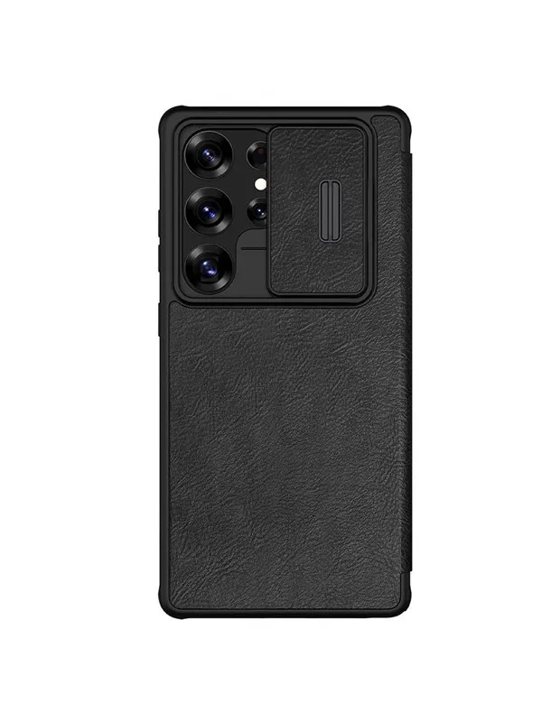 Nillkin Qin Pro Case for Samsung Galaxy S25 Ultra with Flip and Camera Cover - Black