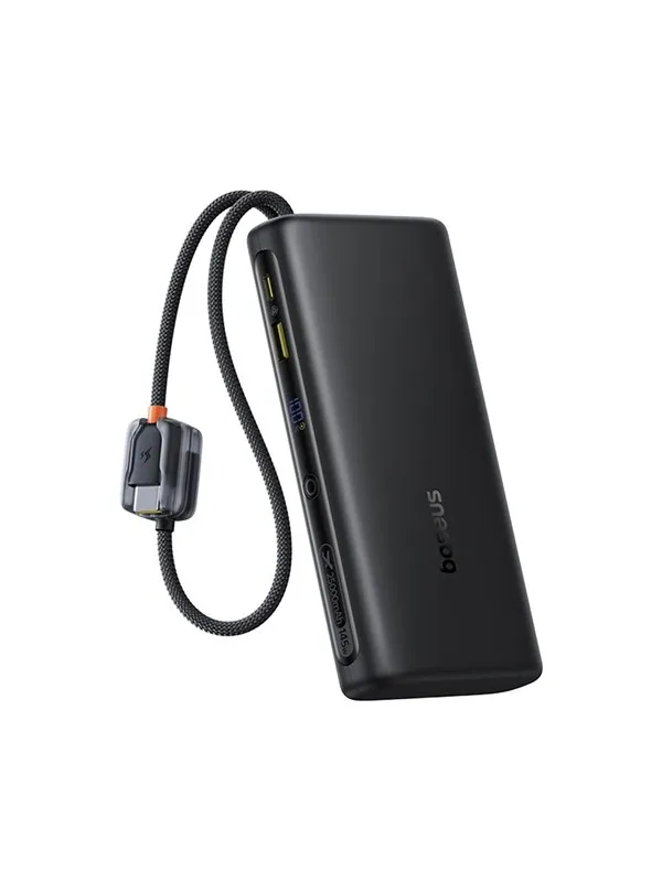 Baseus EnerFill FC41 25000mAh 145W Power Bank with Digital Display and Built-in Dual USB-C Cable - Black Nødlader - Svart - 25000 mAh