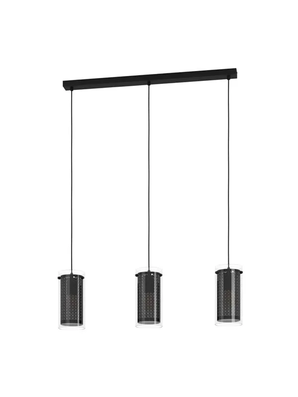 EGLO PINTO TEXTIL 1 long table pendant 3L E27 black/clear/cut-out