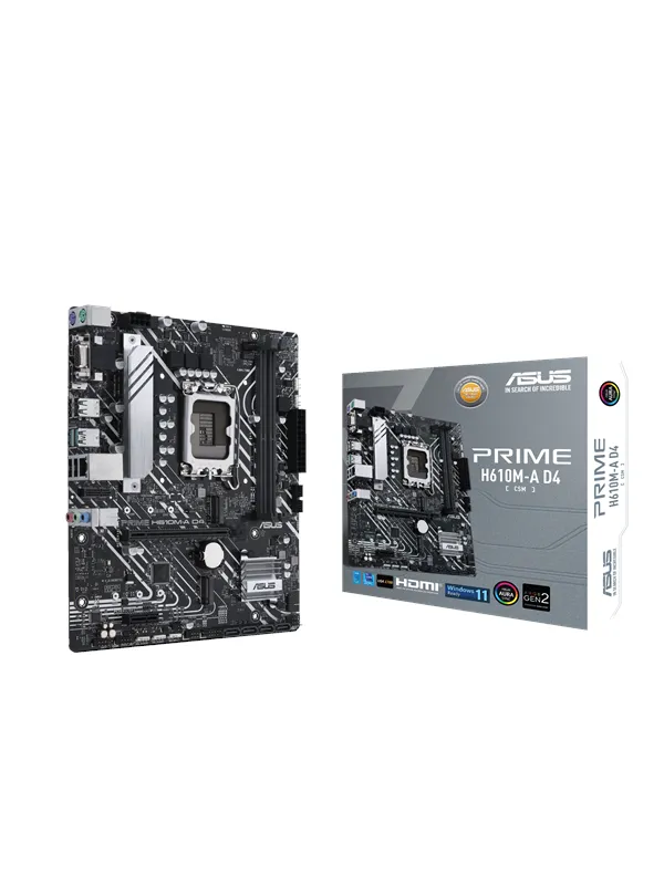 ASUS PRIME H610M-A D4-CSM Hovedkort - Intel H610 - Intel LGA1700 socket - DDR4 RAM - Micro-ATX