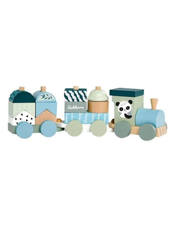 Eichhorn Wooden Block Train Panda 16 pieces.