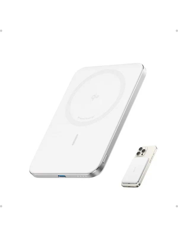 Anker MagGo Power Bank 5K Slim - White Nødlader - Hvit - 5000 mAh