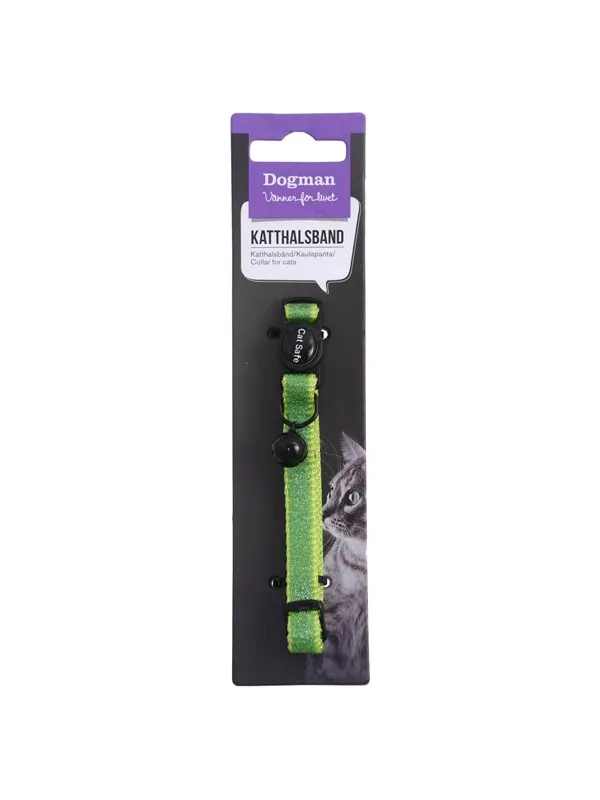 Dogman Katthalsbånd Gina med Cat Safe mekanisme og Bjelle Grønn 30cm
