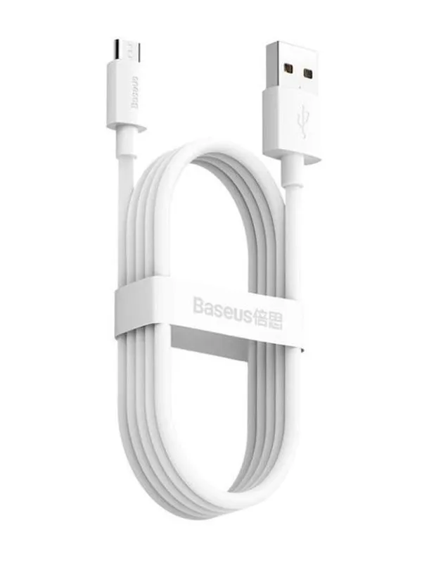 Baseus Simple Wisdom Data Cable Kit USB to Micro 2.1A (2PCS/Set) 1.5m White