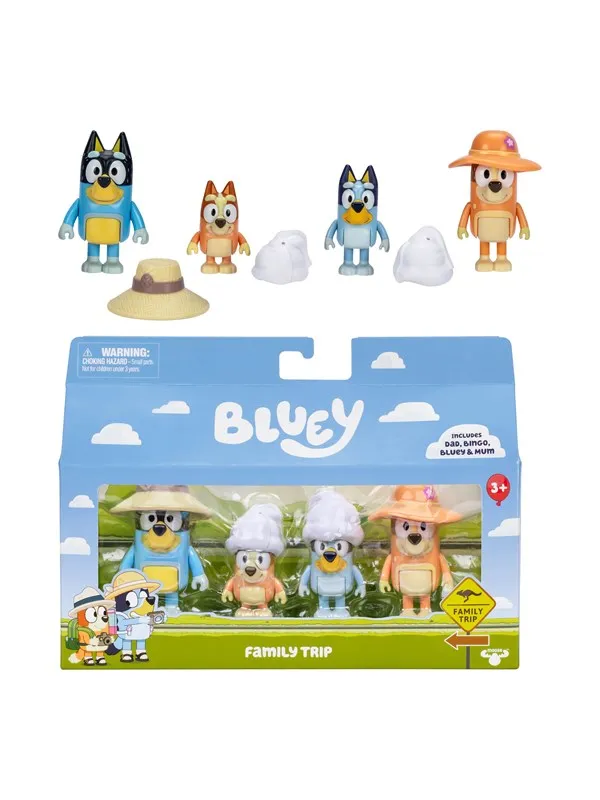 Bluey Holiday Figure 4pk Family Trip