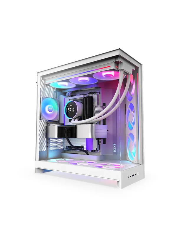 NZXT H9 Flow RGB+ (2025) - All White - Controller incl - Kabinett - Miditower - Hvit