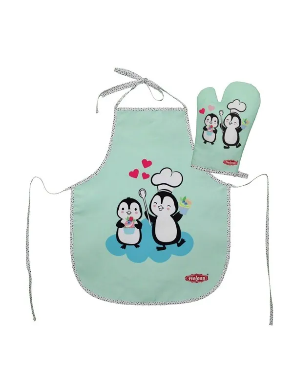 Heless Set of children's apron and oven glove Penguin