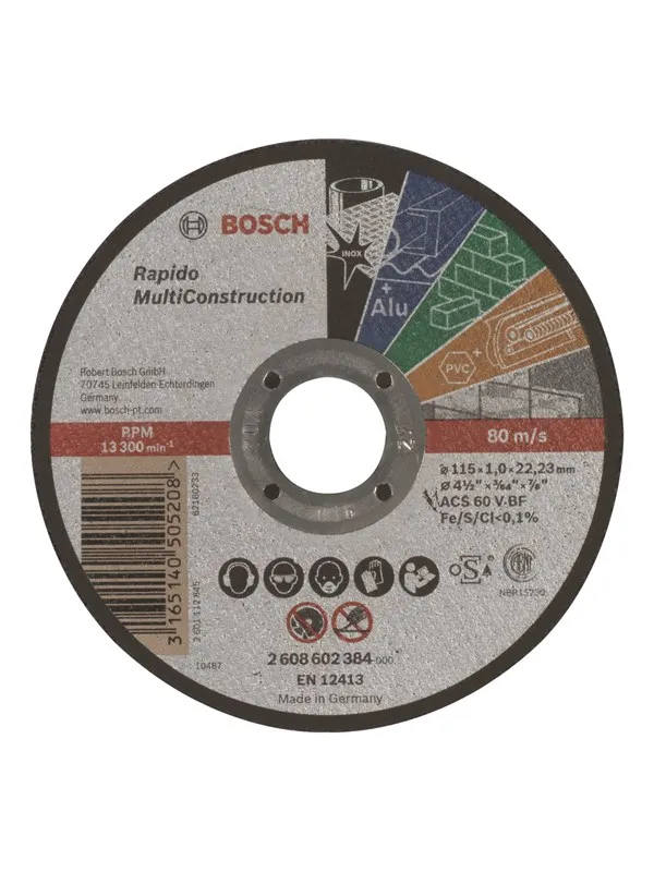 Bosch Kappeskive rett Rapido Multi Construction ACS 60 V BF, 115 mm, 1,0 mm