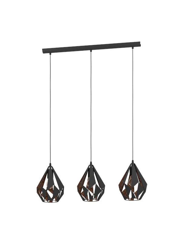 EGLO CARLTON 1 long table pendant black/copper