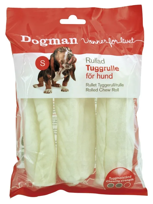 Dogman Tyggerull rullet hvit S, 3-pk