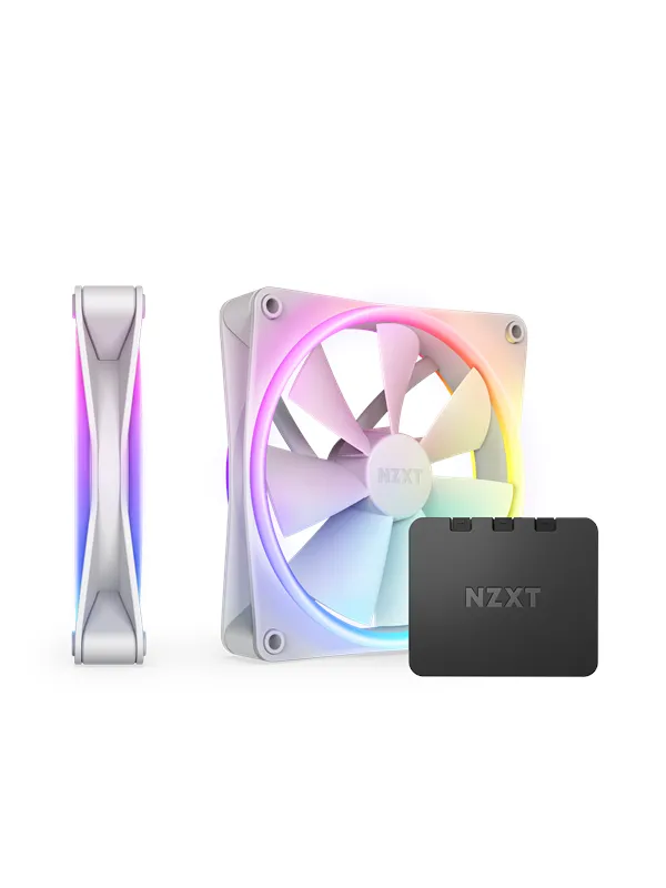 NZXT F140 RGB DUO 2-pack & RGB Controller - White - Kabinettvifte - 140mm - Hvit med RGB-lys - 36 dBA